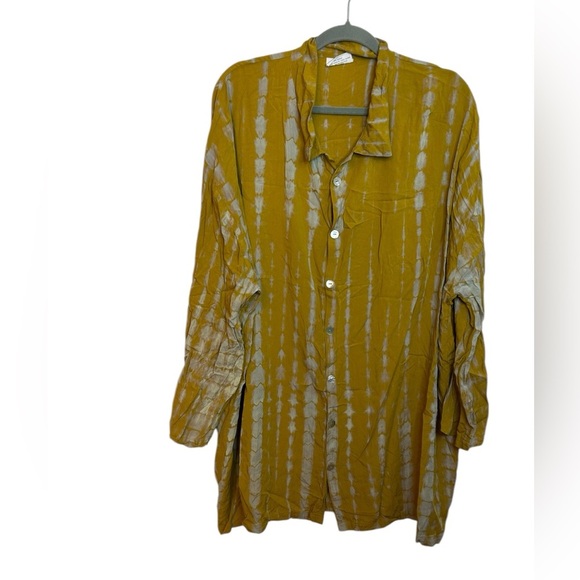 Stylepark1 Bali Yellow Tie Dye Long Sleeve Swim Cover Shirt Dress - Picture 1 of 5
